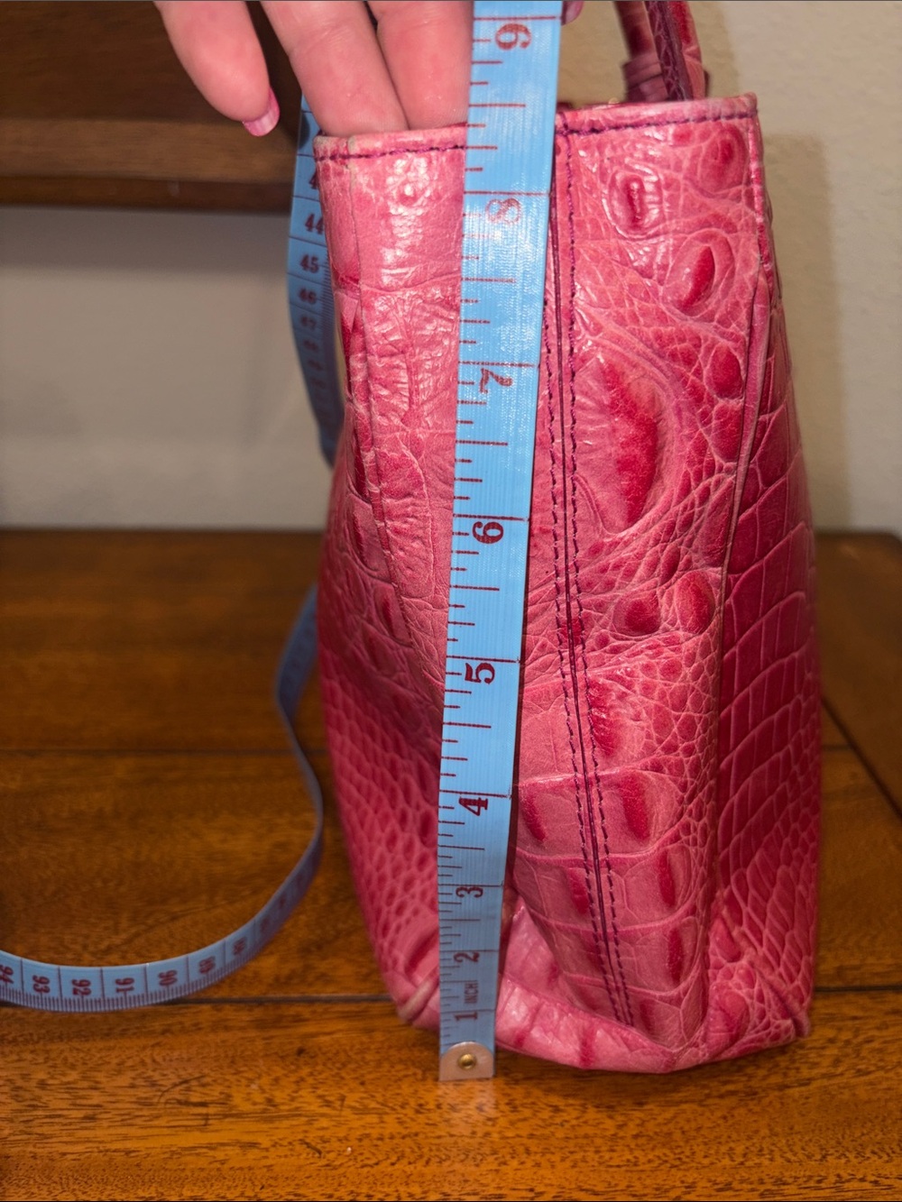 Furla Pink Crocodile-embossed leather Tote Bag rare - Picture 13 of 15